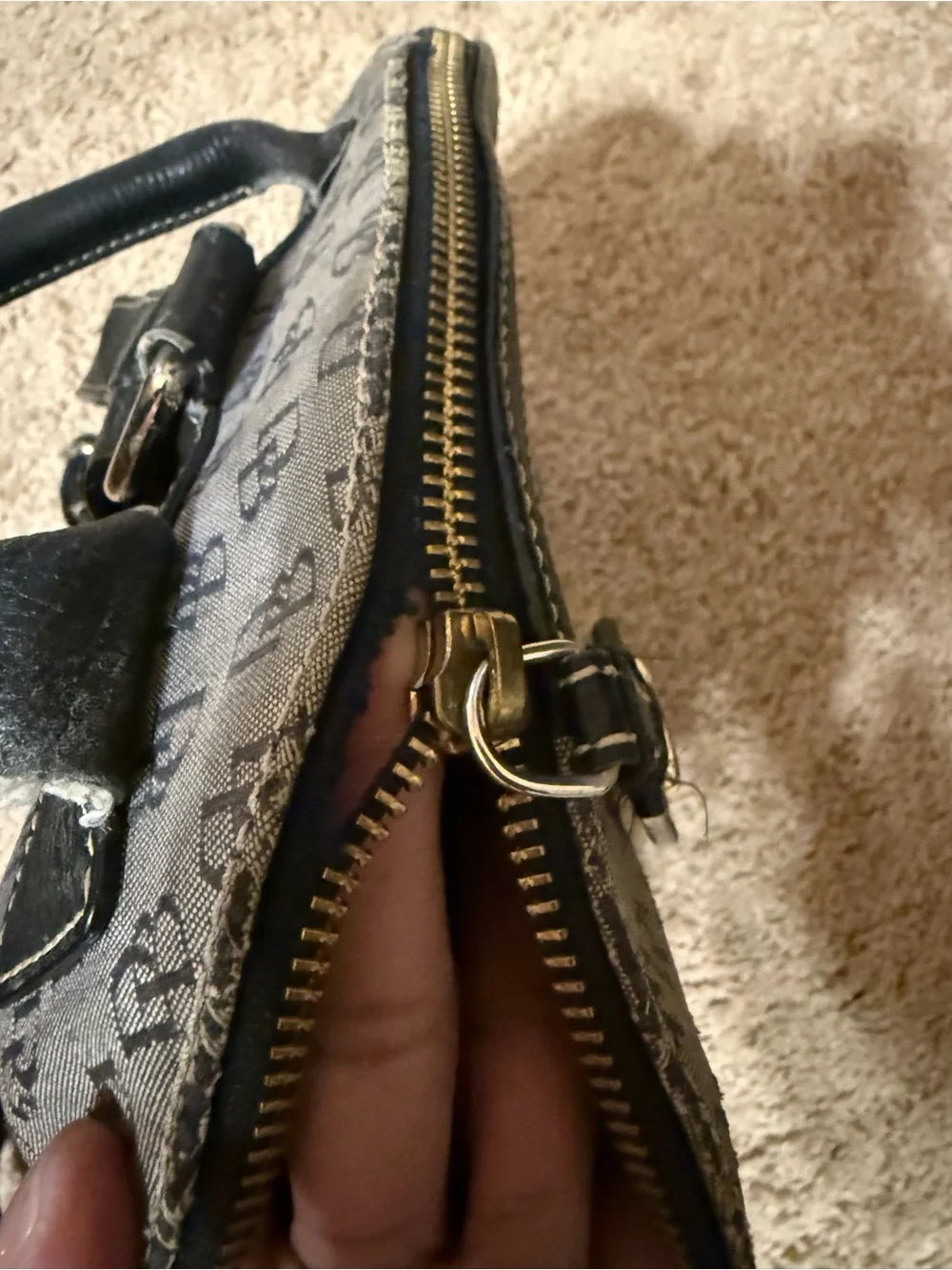 Dooney and Bourke Monogram Canvas and Black Leather Backpack